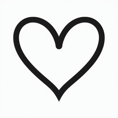 Bold Black Outline Heart Shape Simple Romantic Graphic Design Element