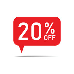 20% off discount sticker. 20 percent discount symbol. 20 percentage sale tag speech bubble. discount offer price label. special offer sale red tag. ad offer on shopping day