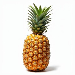 Fototapeta premium Fresh Ripe Pineapple Fruit Isolated on White Background Tropical Summer Food