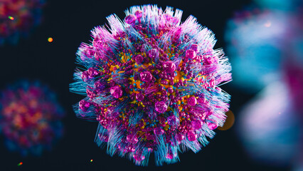 Bird Flu Pandemic Virus Concept, bird flu symptoms in humans, h5n1 virus 3d rendering 