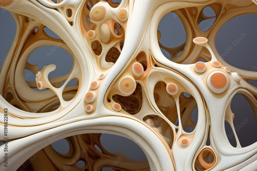 Poster intricate design showcasing harmonious interplay of organic shapes and structured forms in a modern 