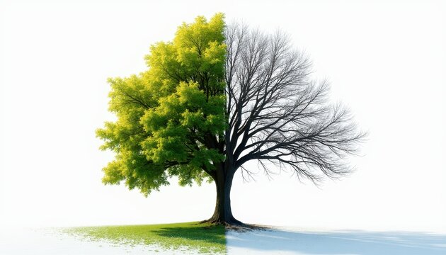 Half Dead Half Alive Tree Spring and Winter Contrast Nature Photography