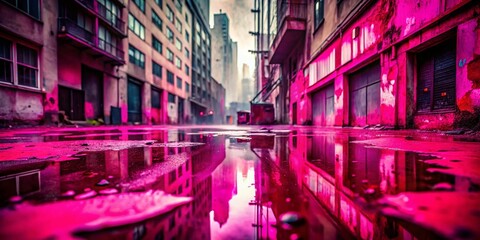 Magenta Liquid Stain Texture: Abstract Pink Watercolor Urban Exploration Background