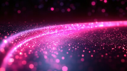 Obraz premium Pink sparkle trail, dark background, bokeh, abstract design, website