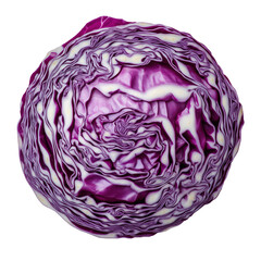 Obraz premium Fresh ripe whole cabbage isolated on transparency background, top view