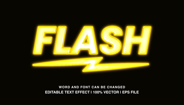 editable text effect yellow neon flash