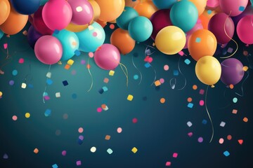 Colorful balloons and polkadot decorations create a festive atmosphere for a cheerful birthday celebration with friends and family in a lively setting