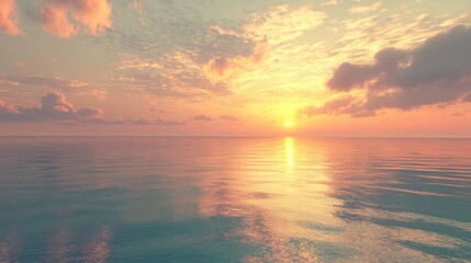 Fototapeta premium Serene Coastal Sunset with Soft Reflections