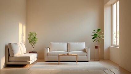 Minimalist living room with clean and bright lines 