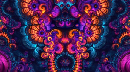 Abstract Fractal Pattern with Vivid Colors and Organic Shapes