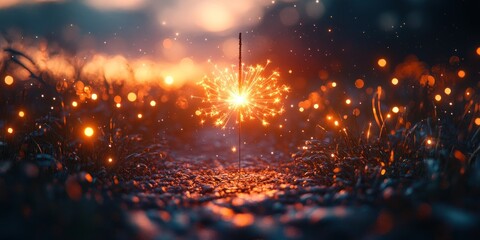 Fototapeta premium Sparkler Night Magic: A Glimmer of Festive Joy