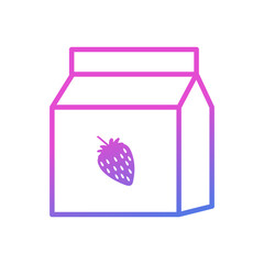 Strawberry milk vector icon, strawberry flavored milk box symbol flat design.