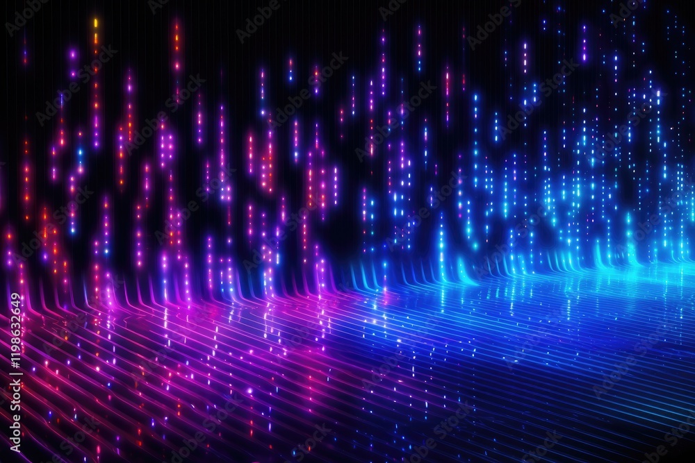 Aufkleber neon binary code pattern dynamically moving in vibrant colors creates a mesmerizing digital display,