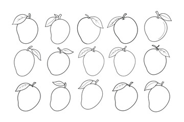 Mango Fruit outline Coloring Page,mango coloring page for kids,on White Background for Preschool Activity.