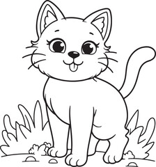 cat   line art vector on white background