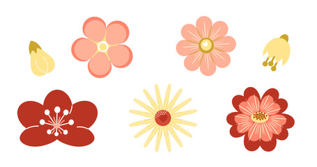  A collection of flower drawings such as forget-me-nots, tulips, lilies of the valley, daisies and rosehips.