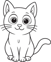 cat   line art vector on white background