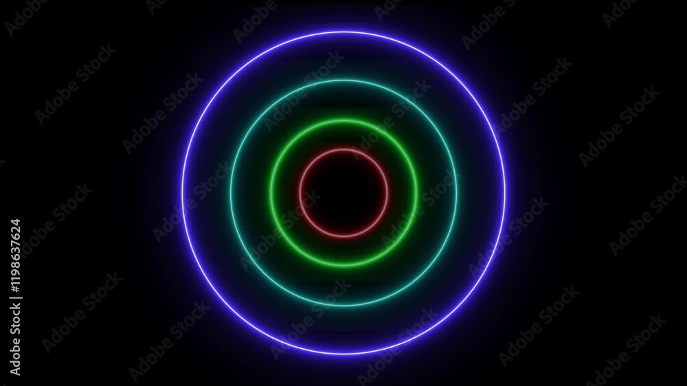 Poster abstract neon rendering rainbow color circle background.