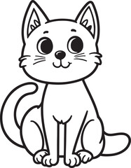 cat   line art vector on white background