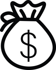  Money income line icon, black color, Pension fund, profit growth 