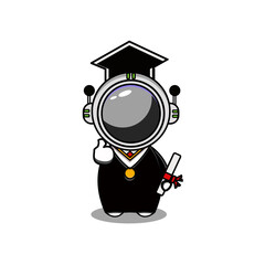 Graduation astronaut mascot illustration vector design