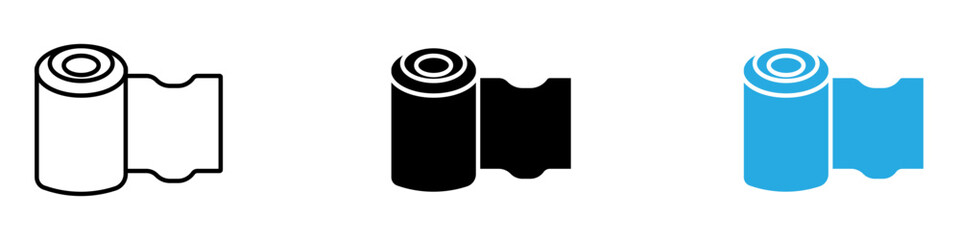 Bandage roll icon black white vector outline