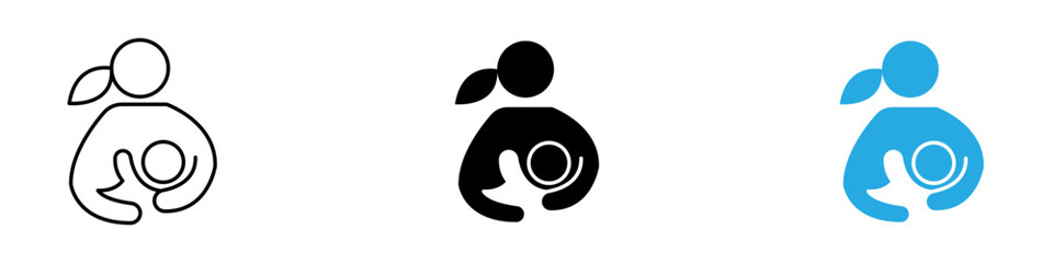 Breastfeeding icon black white vector outline