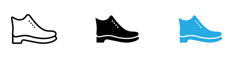 Fotobehang Brisk boots icon black white vector outline © Topline