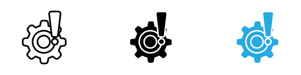 Broken gear icon black white vector outline