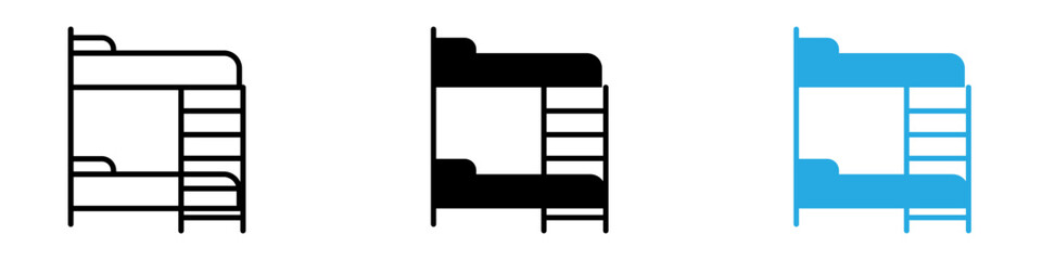 Bunk bed icon black white vector outline