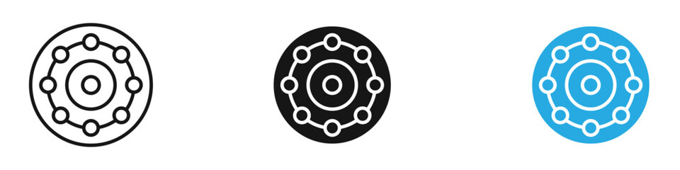 Car bearing icon black white vector outline