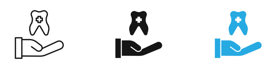 Dental care icon black white vector outline