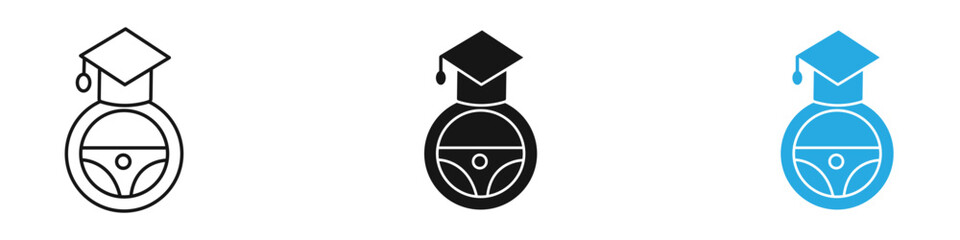 driving school icon black white vector outline