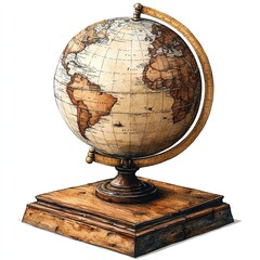 A vintage globe on a wooden base, depicting world geography for educational purposes.