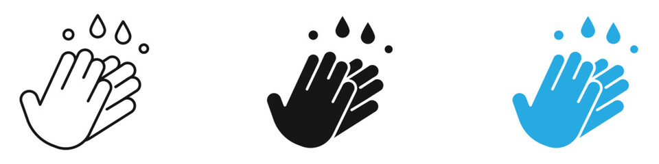 Hand wash icon black white vector outline