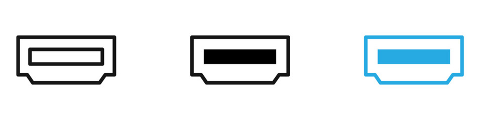 HDMI icon black white vector outline