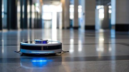 Robot vacuuming a floor while operating independently and without aid from an operator