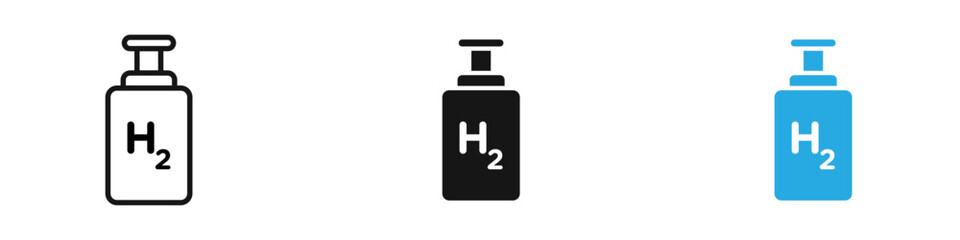 Hydrogen gas tank icon black white vector outline