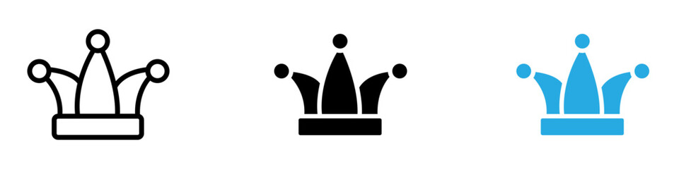Fototapeta premium Joker hat icon black white vector outline