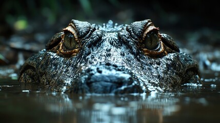 Obraz premium Crocodile eyes peering from murky water.