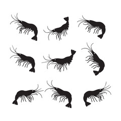 Obraz premium shrimp silhouettes vector art illustration