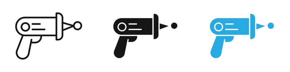 Laser gun icon black white vector outline