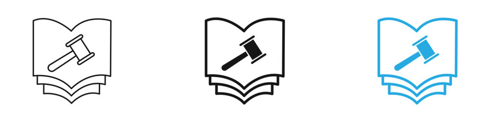 Law book icon black white vector outline