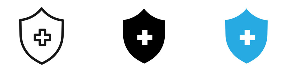 Medical insurance icon black white vector outline