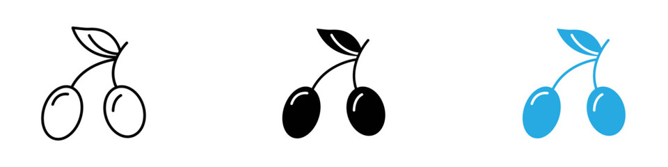 Olive icon black white vector outline