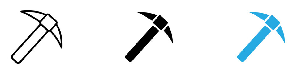 Pick axe icon black white vector outline