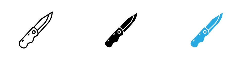 Pocket knife icon black white vector outline