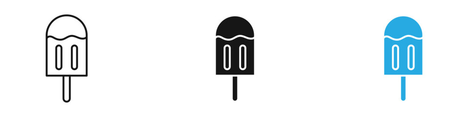 Popsicle icon black white vector outline