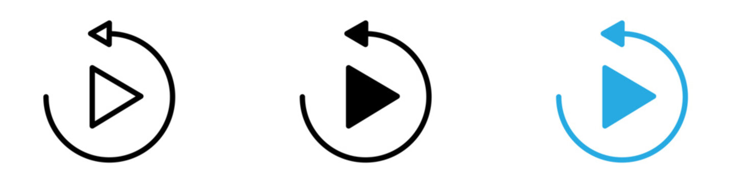 Playback icon black white vector outline
