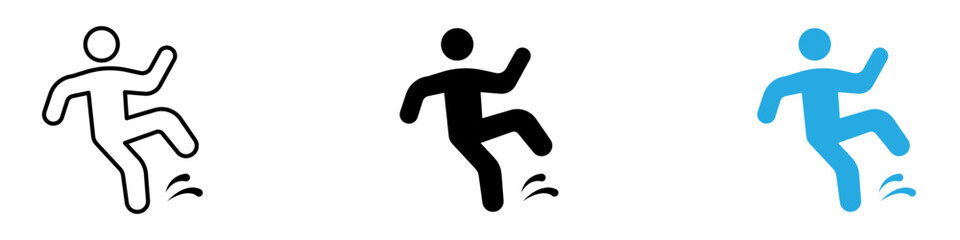 Slippery floor icon black white vector outline